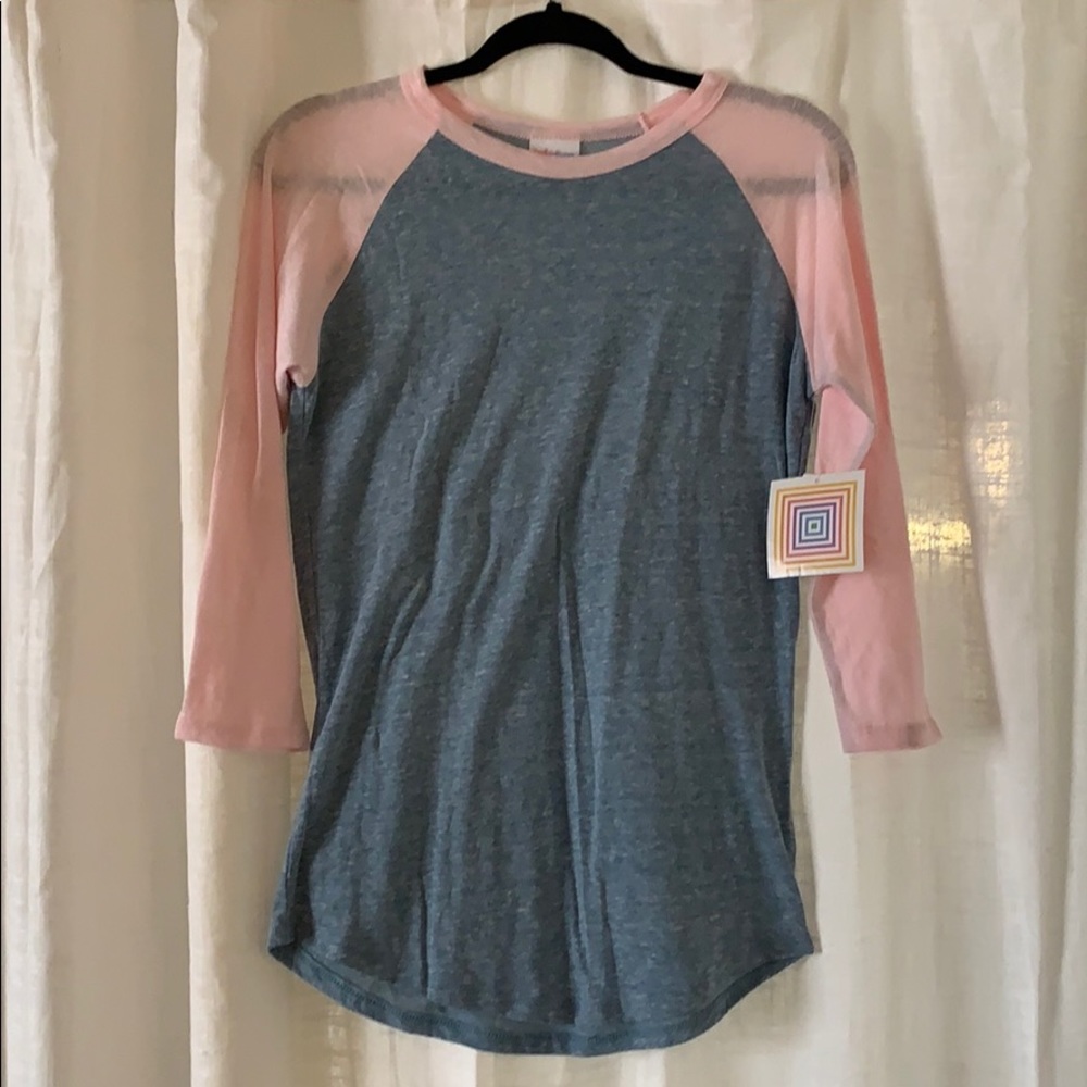 LulaRoe 3/4 pink and gray baseball style shirt